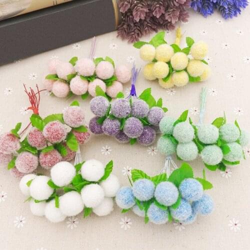50Pcs/Lot Artificial Fruit Red Glass Berries Flower Stamen Decoration Simulation Pomegranate For Home Wedding Christmas Bouquet
