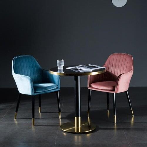 8000 Modern minimalist velvet dining chair ins Nordic fabric back sofa coffee shop tea shop casual tea chair