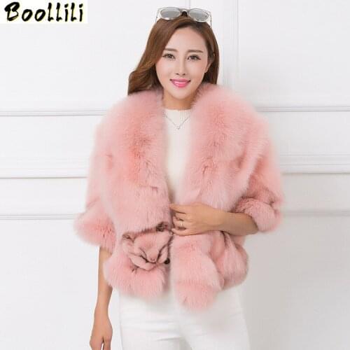 Boollili Women Warm Real Fox Fur Coat Female Short Winter Fur Coats Outerwear Natural Full Pelt Fox Fur Jackets For Women