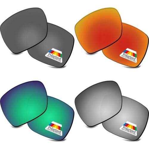 Bwake 4 Pairs Black & Silver & Green & Fire Red Polarized Replacement Lenses for-Oakley Deviation OO4061 Sunglasses Frame