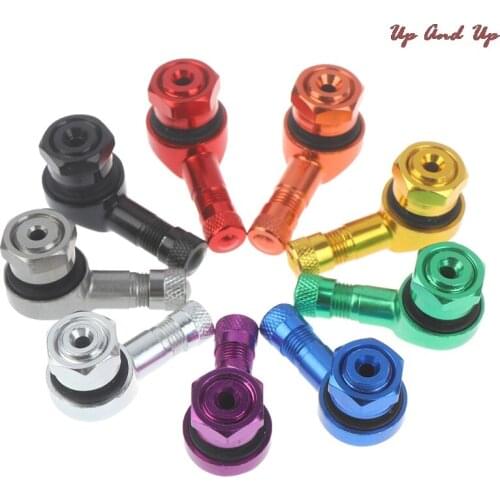 CNC Motorcycle 90 Degree Angle Wheel Tire Stem Tubeless Valve Aluminum 2Pcs/Set