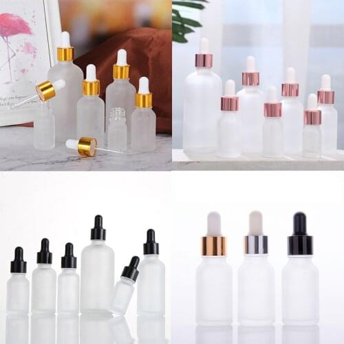 5-100ml Dropper Bottle Frosted Glass Empty Cosmetic Packaging Container Aromatherapy Liquid Pipette Essential Oil Bottles Travel