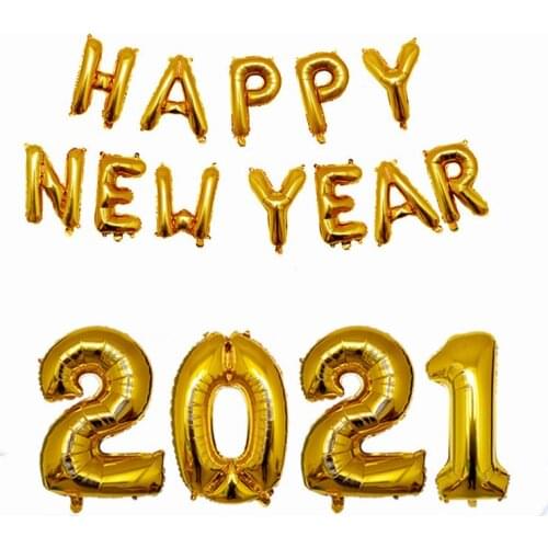 2021 Happy New Year Foil Balloons For Marry Christmas Party Decoration 18inch Black Bottle Helium Globos Birthday Eve Supplies