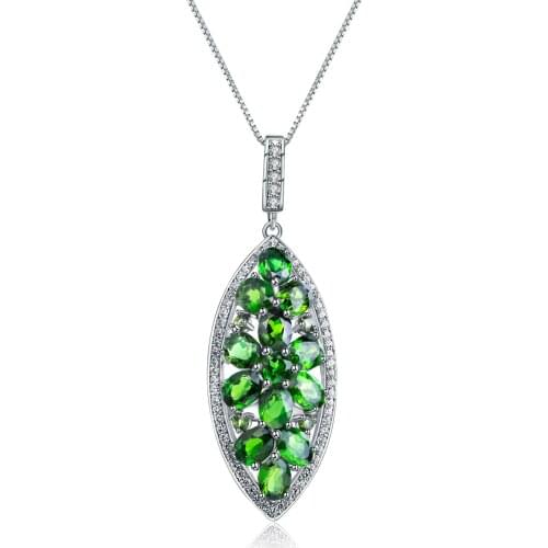 GEMS BALLET 5.45Ct Natural Chrome Diopside Pendant 100% 925 Sterling Sliver Marquise Vintage Necklace For Women Fine Jewelry
