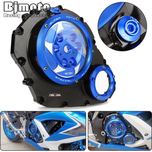 Motorcycle CNC Racing Clear Clutch Cover & Spring Retainer R For SUZUKI GSXR600 GSXR750 2006-2020