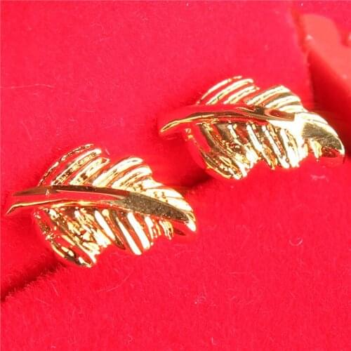 Classic Women Earring 24k Yellow Gold Sandblasted Earrings For Womens Wedding Engagement Jewelry Elegant Flower Birthday Gifts