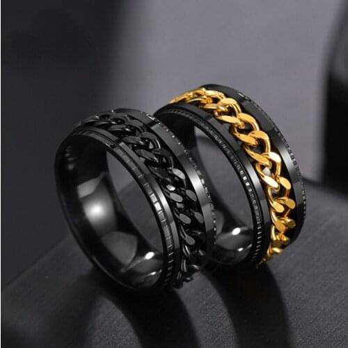 Stainless Steel Rotatable Men Ring High Quality Spinner Chain Punk Women Jewelry for Party Gift