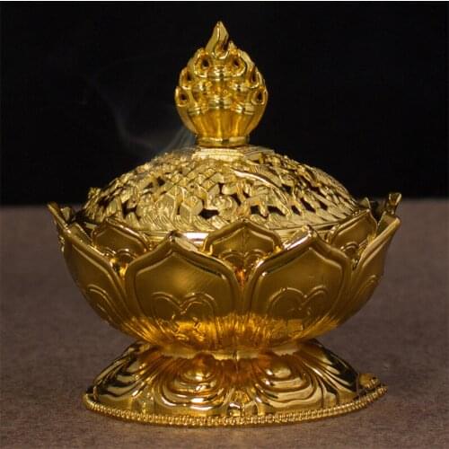 Creative Mini Exquisite Small Alloy Eight Auspicious Lotus Incense Burner Censer Buddhist Home Ornaments Decorations
