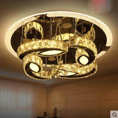 Round crystal lamp bedroom lamp led ceiling lamp warm modern minimalist restaurant room lamp atmospheric lighting led lighting