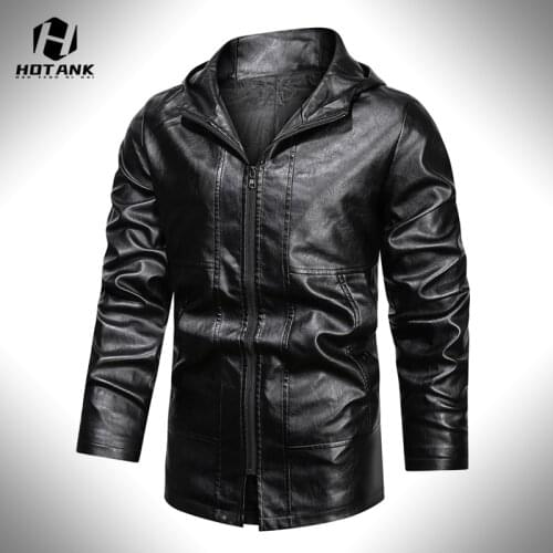 Fleece Winter Long Men Leather Jackets Autumn Winter Vintage Faux Jacket Men Overcoat Casual Thick Moto PU Leather Coats Outwear