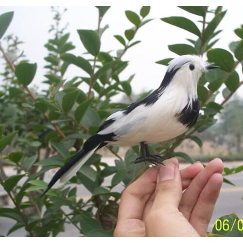 Small simulation Wagtail toy plastic & furs black&white bird model gift about 18cm 2180