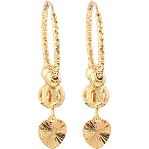 Cute Bead Heart Round Ball Earrings for Women Girls Jewelry Africa Middle East Jewelry Gift