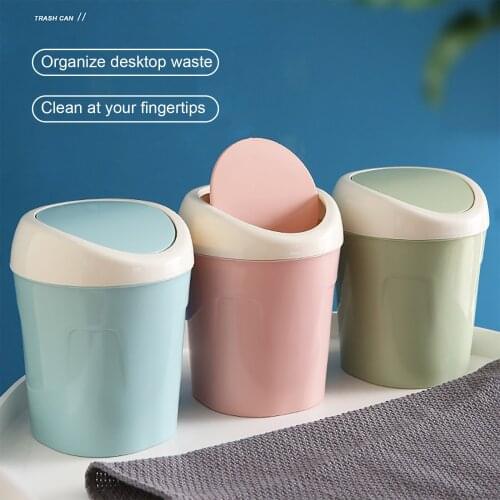 Multi-use Desktop Mini Trash Can Kitchen Small Desk Organizer Garbage Bin with Swing Lid or Office Bathroom Vanity