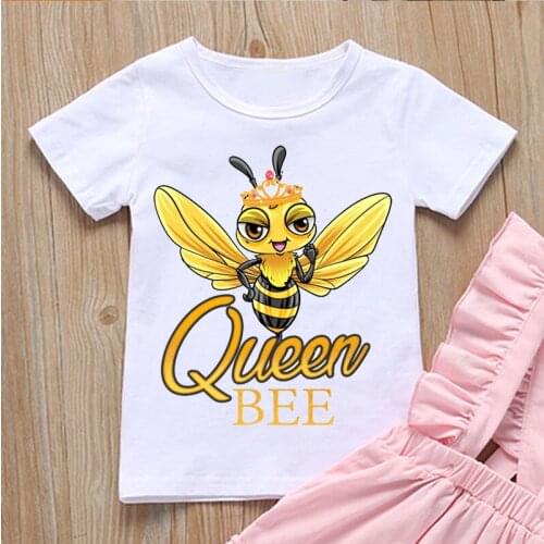 Fashion childrens tshirt cute Queen Bee cartoon print boys t-shirt summer Harajuku hiphop girls t shirt camisole tops wholesale