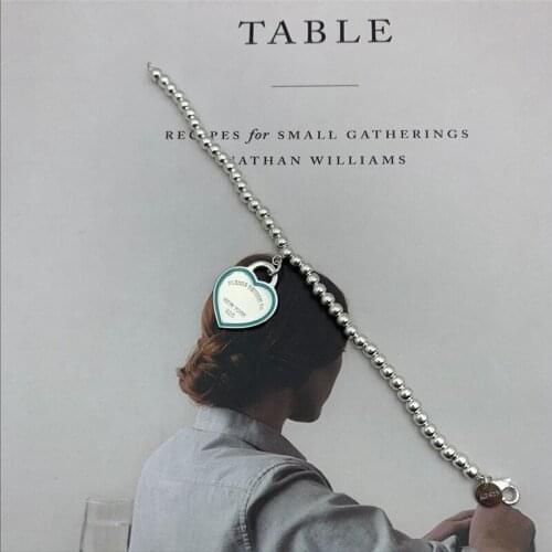 Trendy Fashion Enamel Edge Heart Pendant 4mm Round Bead Bracelet S925 Sterling Silver Original Brand Jewelry Exquisite Gift