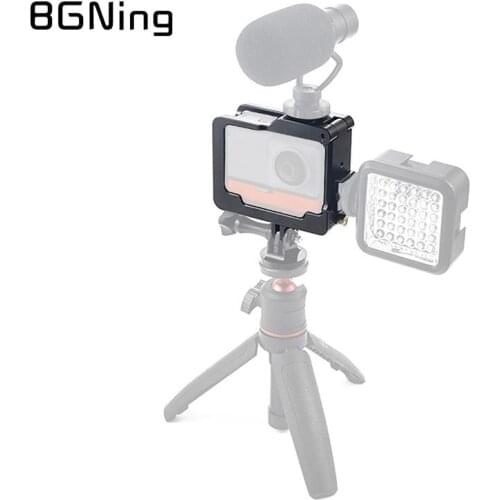 For Insta360 One R 4K Camera Cage Mounting Bracket With Cold Shoe Protective Case Tripod Adapter Accessories CNC Aluminum Alloy