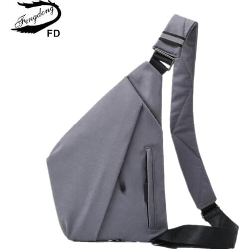Fengdong ultra thin anti theft bag small travel chest bag mini Sports bag cross body bags for men unisex one shoulder bagpack
