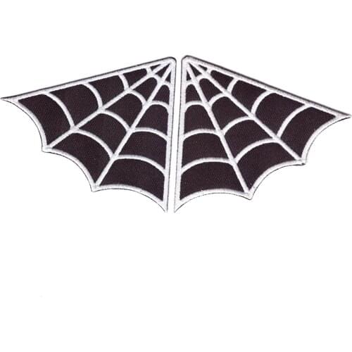Fashionable WEB spiderweb set of 2 collar punk goth B/W iron-on patch applique