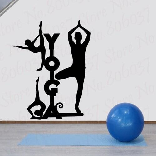 Lettering YOGA Wall Decal Sign Decor Wall Vinyl Art Decor Meditation Fitness Gymnast Sticker Wallpaper WL1913