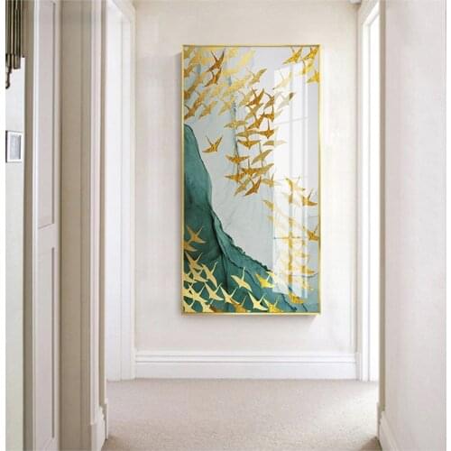 Chinese style Golden Birds Wall Art Canvas Abstract Painting Modern Home Decor Posters and Prints Decorative Picture Living Room
