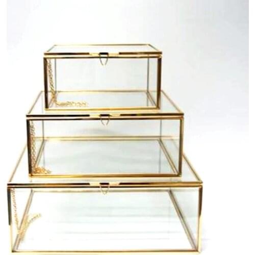 Nordic Jewelry Box Glass Storage Box Retro Style Dressing Table Tissue Box Finishing Collection Nail Shop Display Cover