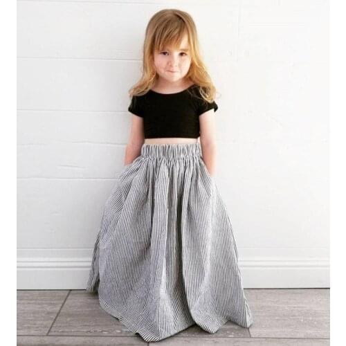 Baby Girl Clothes Family Matching Clothes Summer Kids Outfit Costume Toddler Girls T-shirt + Long Plaid Dress 2pcs Clothing Sets