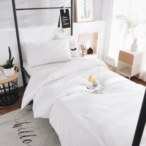 Solid color white cotton 3pcs childrens room bedding set for single bed Bedclothes(duvet cover,bed sheet,pillowcase)