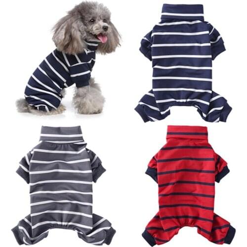 Striped Dog Pajamas Pet Jumpsuit Clothes for Small Puppy Dogs Cats Pet Chihuahua Yorkshire Four Legged Clothing Dog Outfits