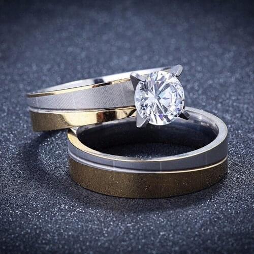 R&X Wedding Romantic Bbridal Sets Wedding Ring Anniversary Rings For womenLovers'8826 Fashion Stainless Steel Bijoux New Couple