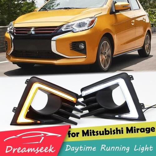 LED DRL for Mitsubishi Mirage 2020 2021 Daytime Running Light Driving Lamp with Dynamic Sequential Turn Signal YC Type