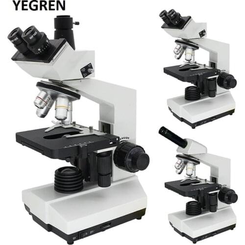 LED Trinocular Biological Microscope 1600X Monocular Binocular Microscope f/ Laboratory Biological Research Bacteria Observation