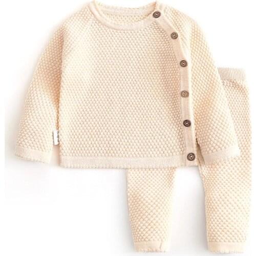 Toddler Baby Girls Knitted Soft Clothes Sets 2021 New Fashion Kids Boys Sweaters Tops And Pants Outfits Infant Casual Clothes