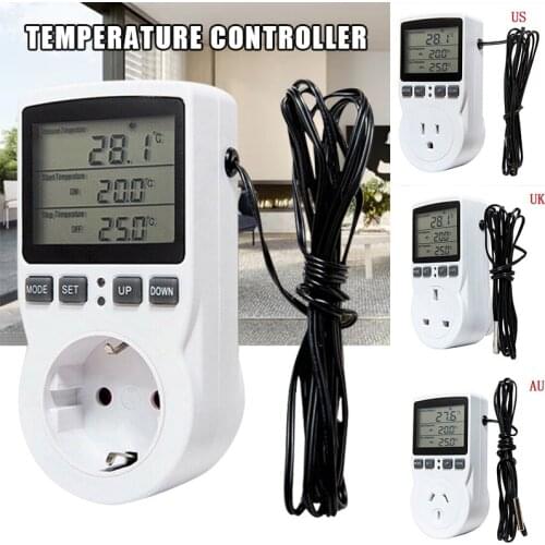 UK/FR/US/AU Plug Digital LCD Plug In Thermostats Temperature Controllers Timing Socket Switch Socket Timer Switch Outlet
