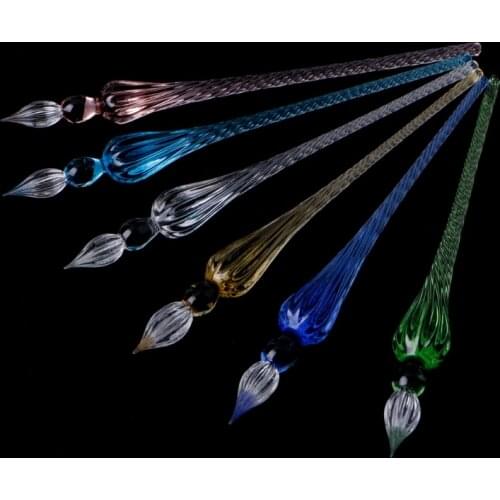 Vintage Glass Dip Dipping Pen Signature Filling Ink Fountain Pens With Gift Box 62KB Dropshipping