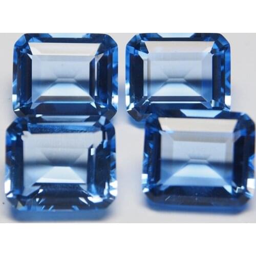 12*14 mm 5 Piece octagon Hydrothermal Quartz Aquamarine crystal Loose gemstone for jewellery making