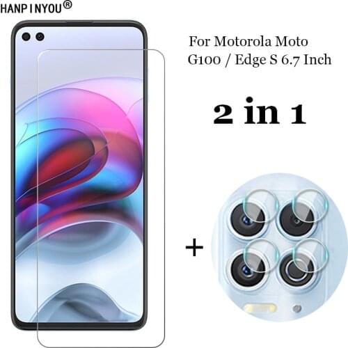 2-in-1 For Motorola Moto G100 / Edge S Soft Fiber Camera Lens Protection Film + Front 9H 2.5D Tempered Glass Screen Protector