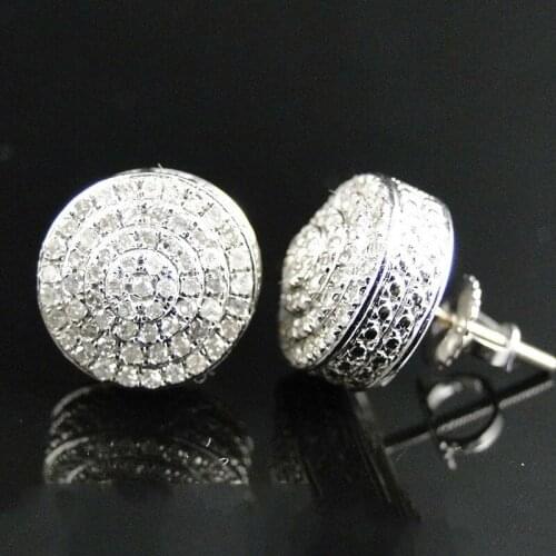 High Quality Big Round Earrings for Women Inlaid Shiny CZ Stones Bridal Wedding Bands Jewelry Exquisite Stud Earrings Hot