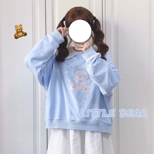 Lotus Leaf Collar Women Sweatshirt Long Sleeve Patchwork Autumn Women Kawai Pullover Girls Oversize Aesthetic Hoodies Coats