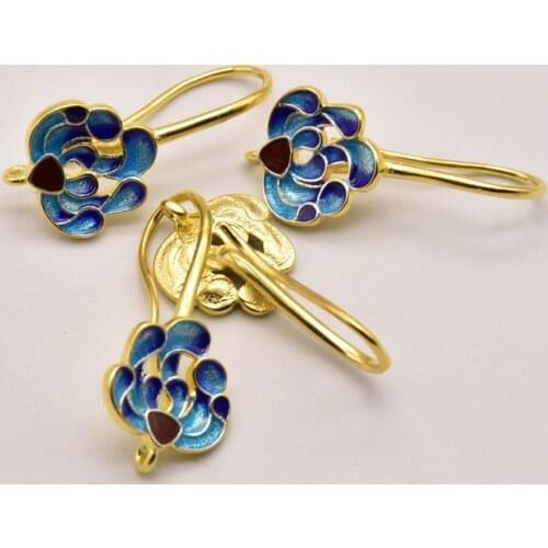 1 Pair 27mm*12mm Cloisonne Style Peacock Pattern Ear Hook Earrings Decoration Accessories Wholesale Handmade JA0332