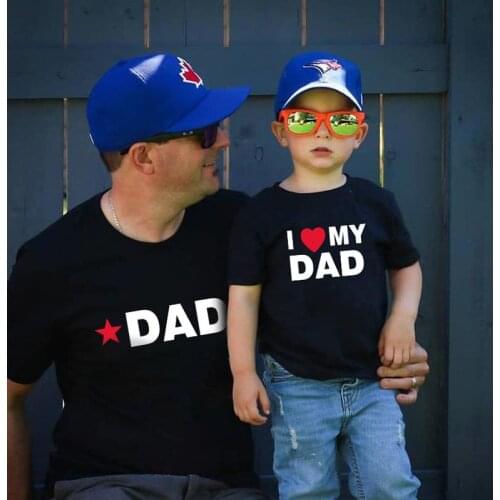 Cotton Child Top 1pc Dad Family Look Boys Baby Girl Star Print Family Matching Short Sleeve Black T-shirt