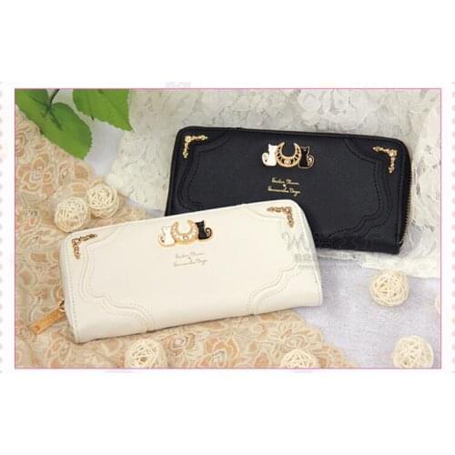 1 piece metal logo Kawaii Sailor Moon Designer Leather Long Wallet Japanese Lady Zipper Purse Lovely Handbag day Clutch