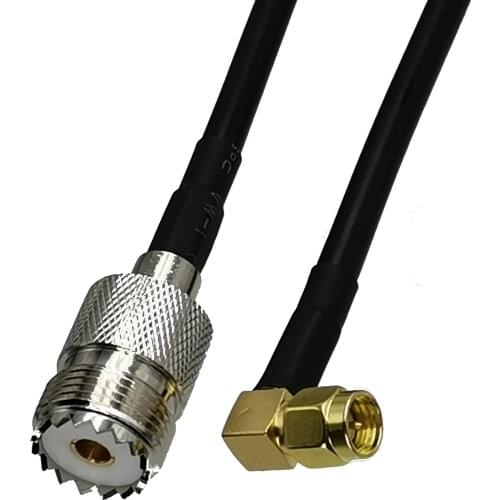 1pcs RG58 SMA Male Plug Right Angle to UHF SO239 Female Jack RF Coaxial Connector Pigtail Jumper Cable New 6inch~5M