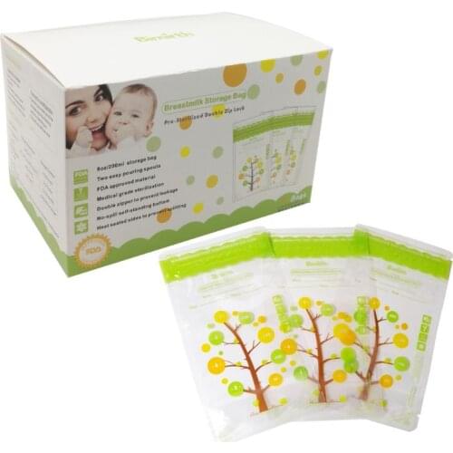 23GD 112Pcs Baby Breastmilk Storage Bags 235ml Leak Proof Sterilized Breast Milk Storage Bags