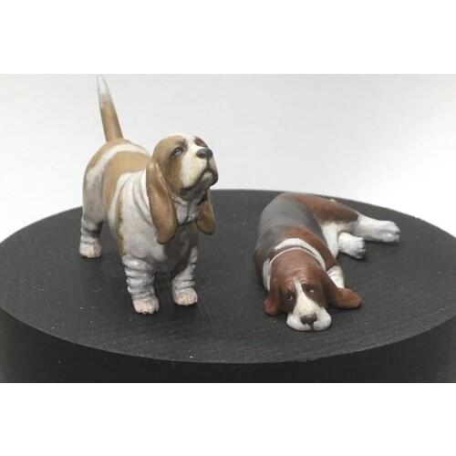 2pcs Unpainted Small Hound GK Resin Figure 1/20 Scale Model Kit Self-Assembled Colorless Figures Resin Kit