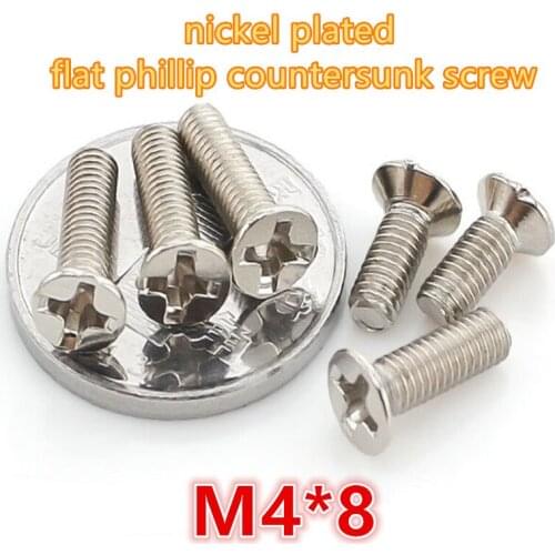 200pcs m4*8 carbon steel with nickel plated phillip cross recessed head mini micro electronic screw machine screw