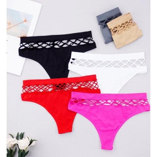 3 Pcs Lot Sexy Lingerie Feminina Women Underwear Solid Color Hollow Out Panties Briefs for Ladies Wholesale Lots Bulk One Size