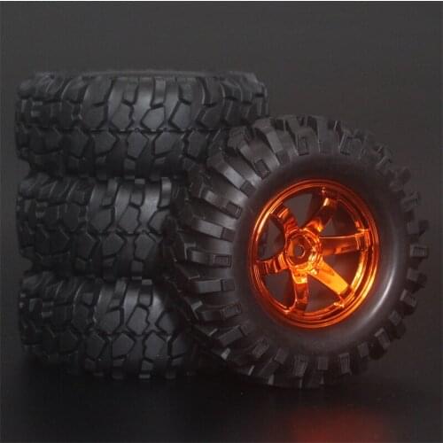 4x 1.9Inch 96mm Rubber Tires Plating Wheel Rims For D90 D110 SCX10 CC01 RC Rock Crawler Truck Climbing Off-Road Car