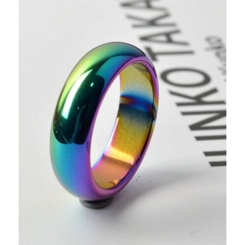 50pcs Rainbow Color Plated Hematite #6~#10 Ring For Man and Women Fashion Party Jewelry