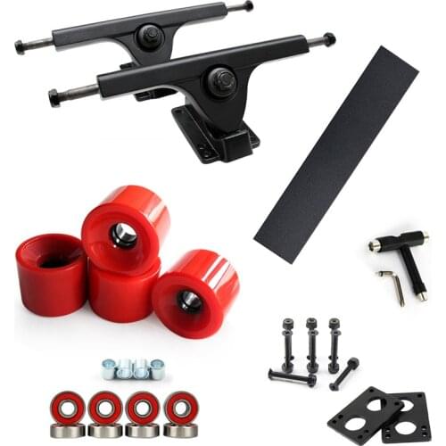 7inch Longboard Trucks Wheels Combo 70*51mm Wheels 125mm Grip Tape 6mm Rubber Risp0erad 35mm Hardware Skateboard Parts