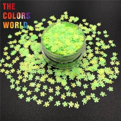 FL4-994 Four-leaf Clover Shamrock Nails Glitter Nail Art Decoration St Patricks Day Tumbler Handwork Crafts Festival Accessories